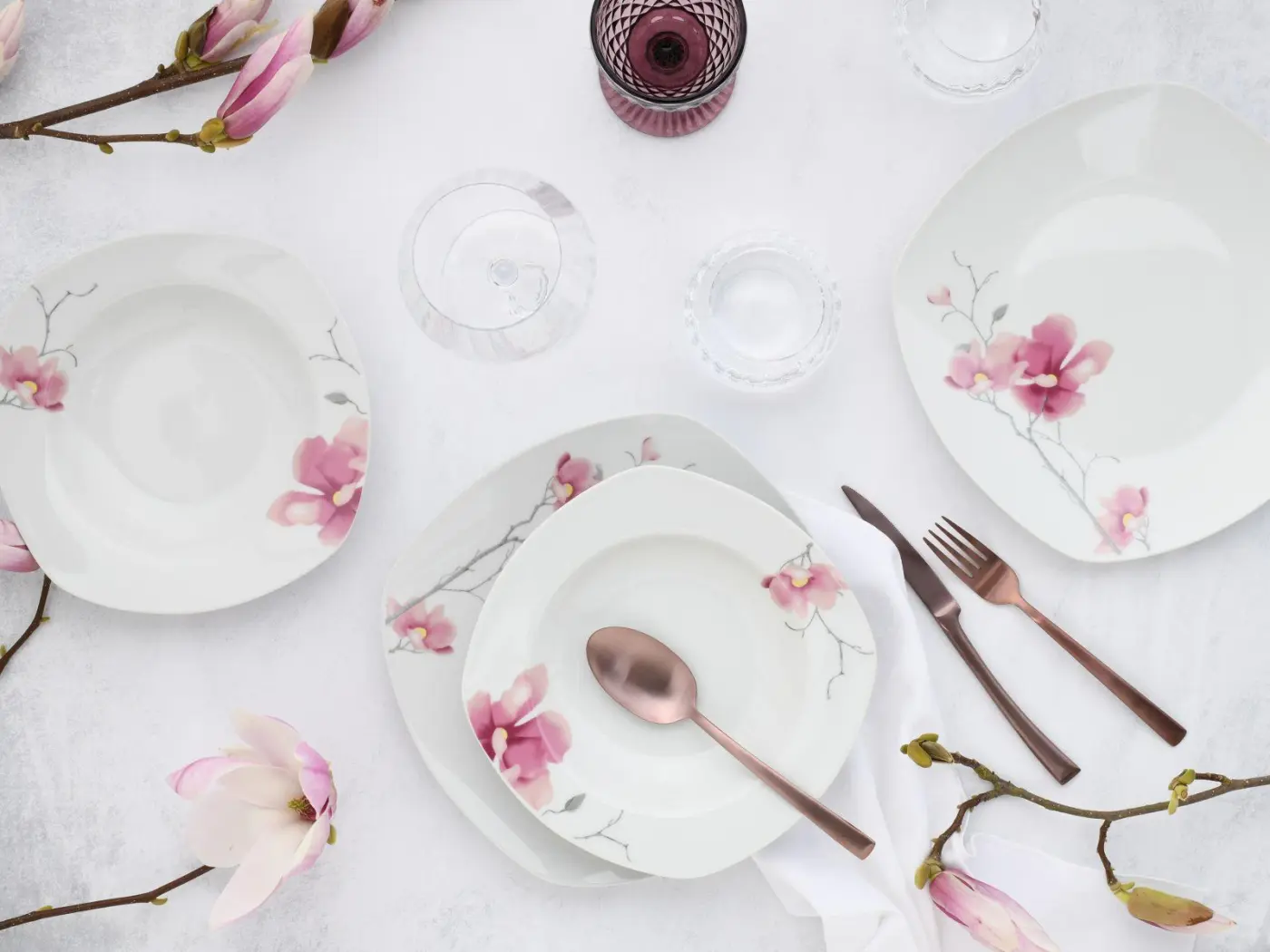 Tafelservice weiss ö rosa -  AIKO