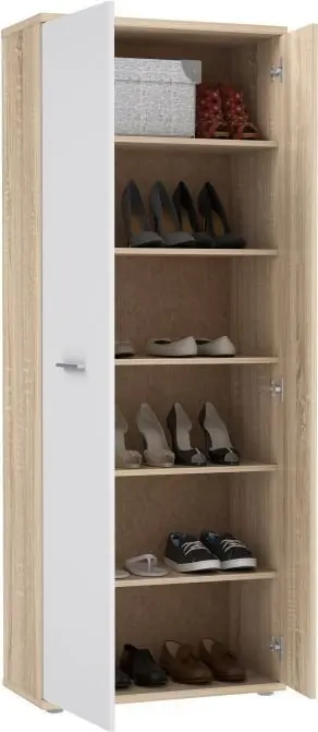 Schuhschrank_220_Q45F Q45F weiss/Sonoma Eiche - MS151-Q45F MS151