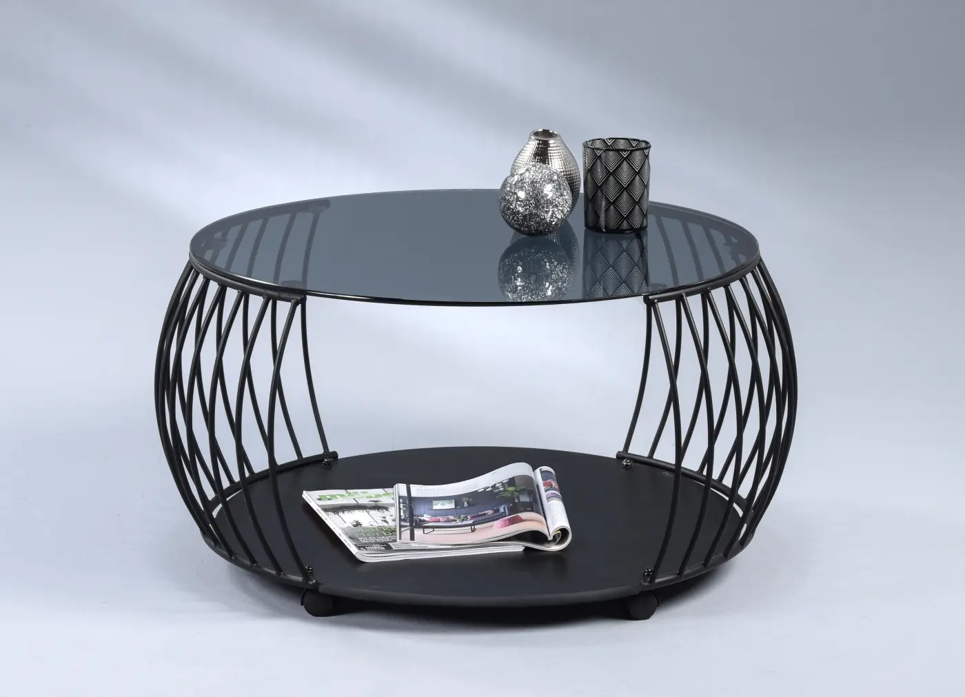 Couchtisch Glas Grau, MDF Schwarz lackiert - 154977 SHANGHAI 2