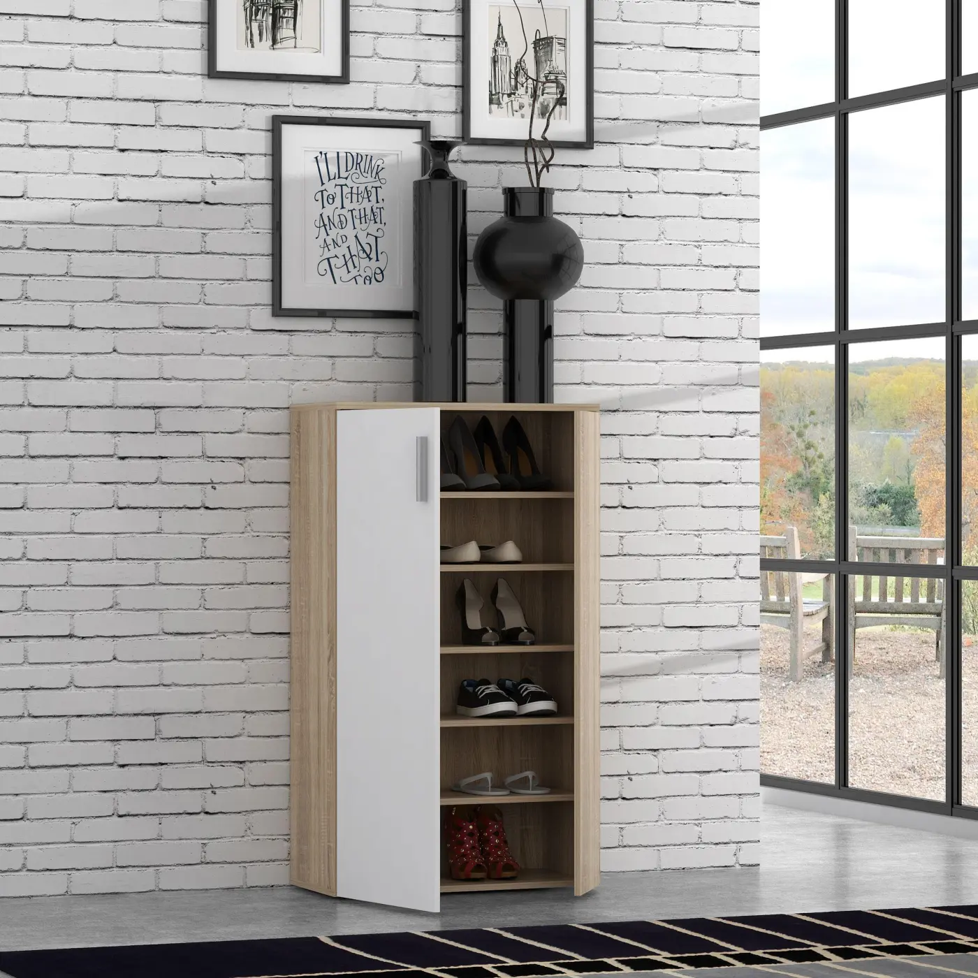Schuhschrank Q45F Sonoma Eiche/Weiss Sonoma - BTS321_Q45F  BOOTS